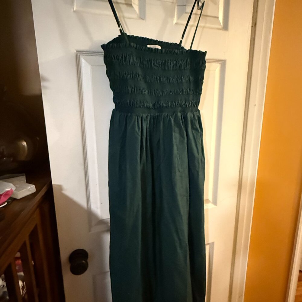 LOFT Smocked Forest Green Sundress - XLP (Extra Large Petite)